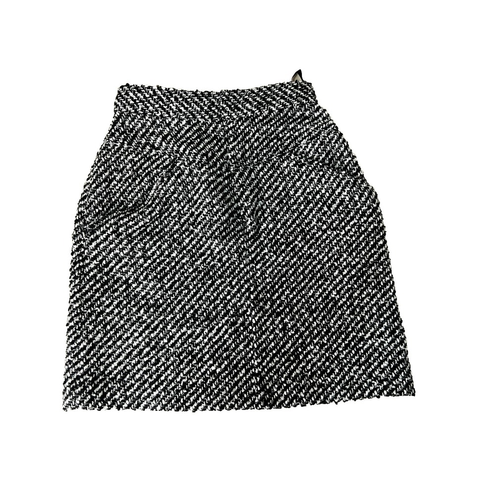 Moussy NWT Mini‎ A-Line Skirt Black White Tweed Front Closure Lined Pockets SZ 0